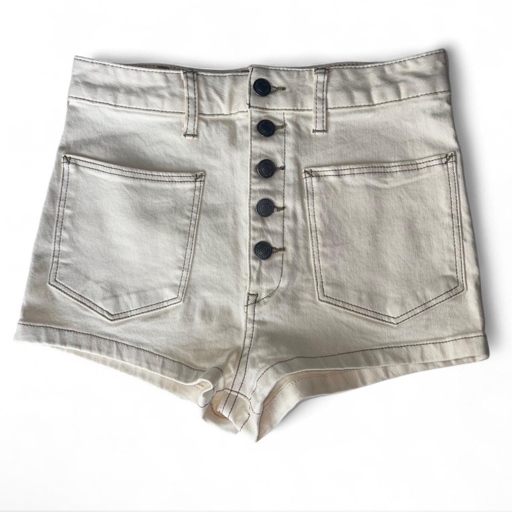 We the Free Cream High-waisted Button-up Shorts - Picture 2 of 6